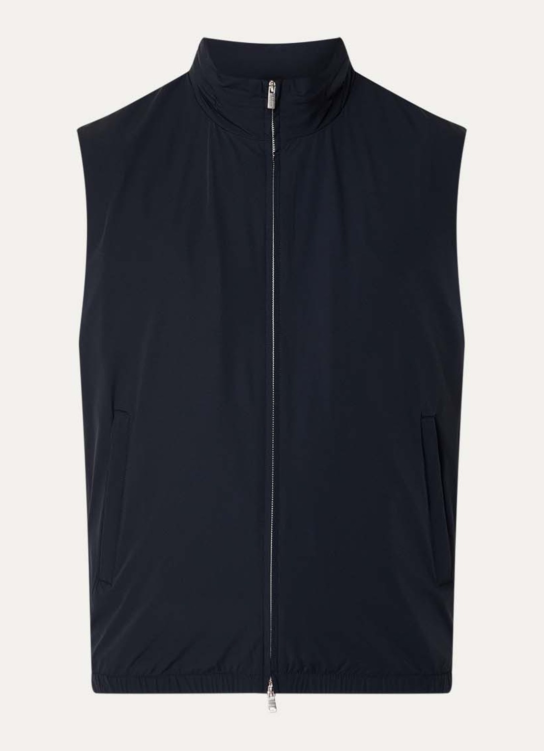 Boggi Milano Bodywarmer met opbergbare capuchon en waterafstotende coating - voorkant donkerblauw