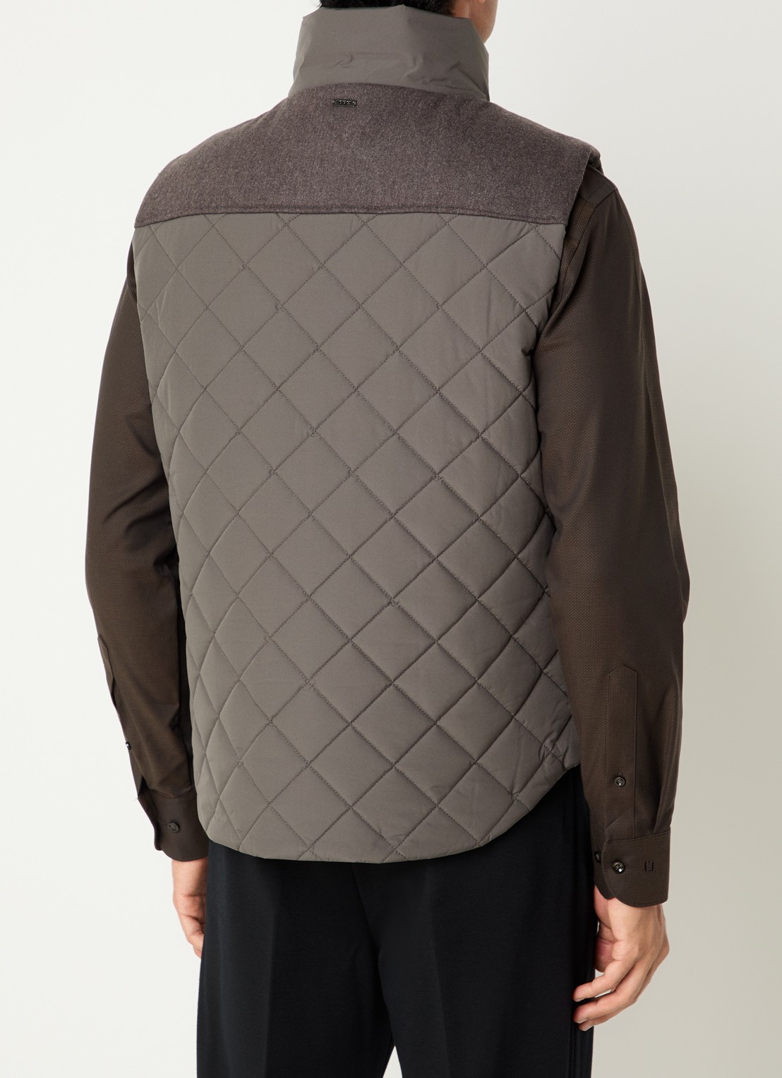 Boggi Milano Bodywarmer met quiltpatroon - achterkant 2 donkergroen