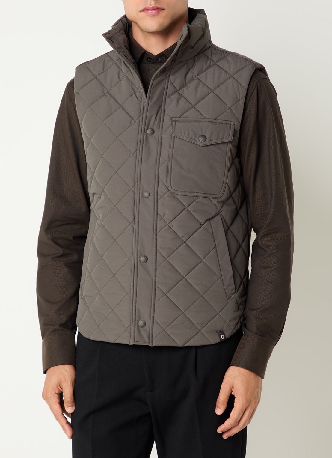Boggi Milano Bodywarmer met quiltpatroon - detail donkergroen