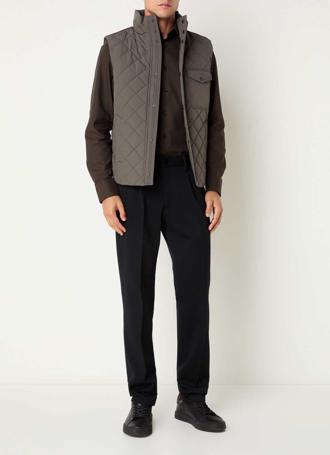 Boggi Milano Bodywarmer met quiltpatroon - voorkant 4 donkergroen