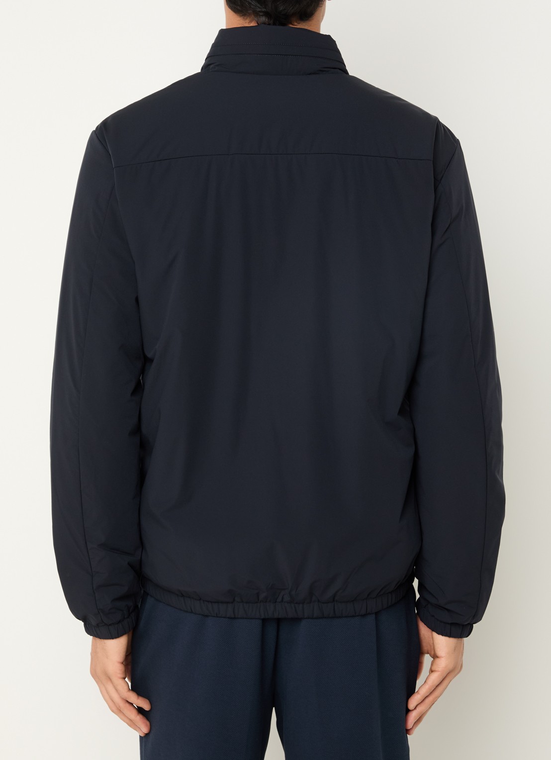 Boggi Milano Bomberjack met opbergbare capuchon en waterafstotende coating - achterkant donkerblauw