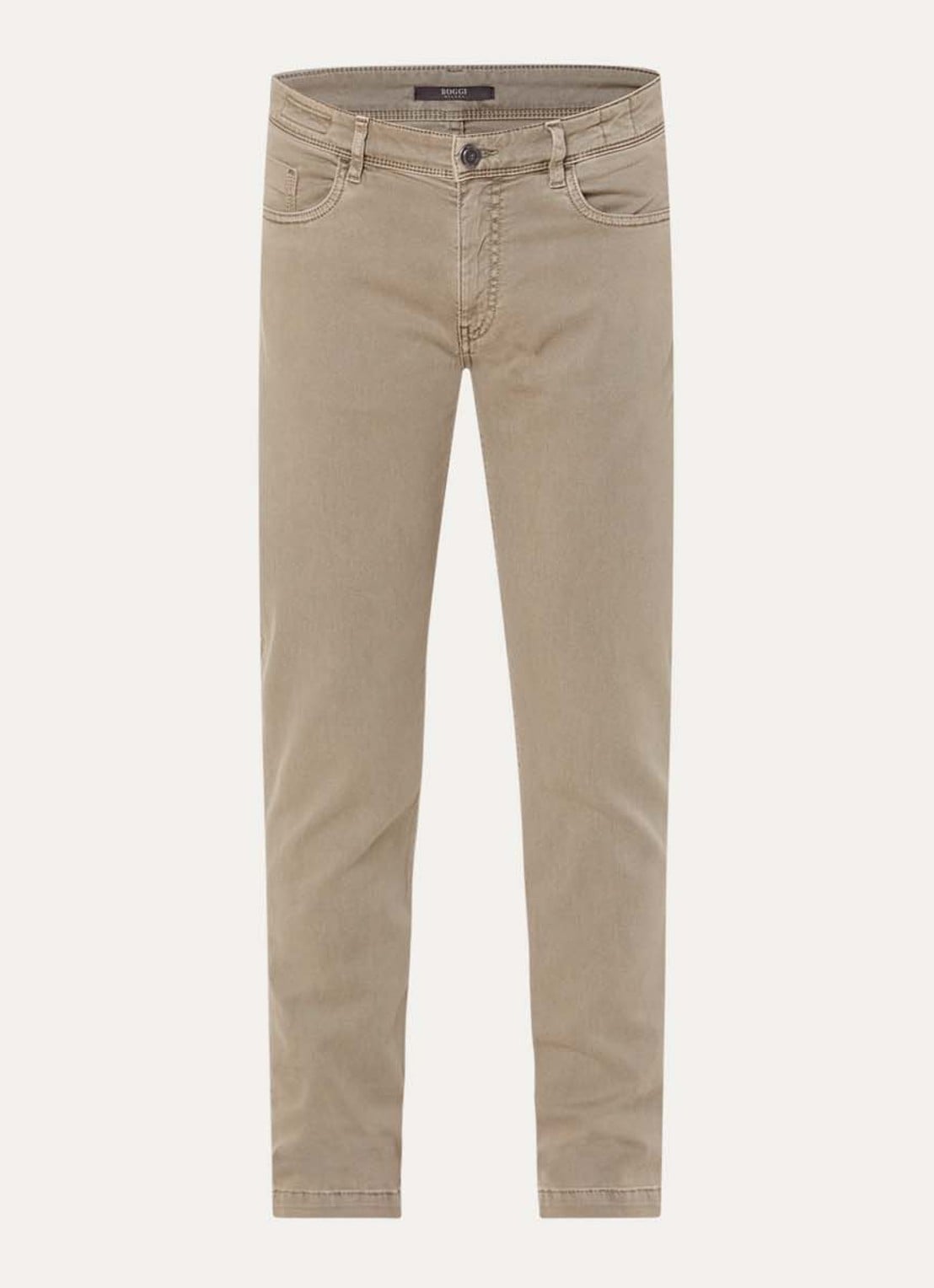 Boggi Milano Claude slim fit jeans met gekleurde wassing - voorkant beige