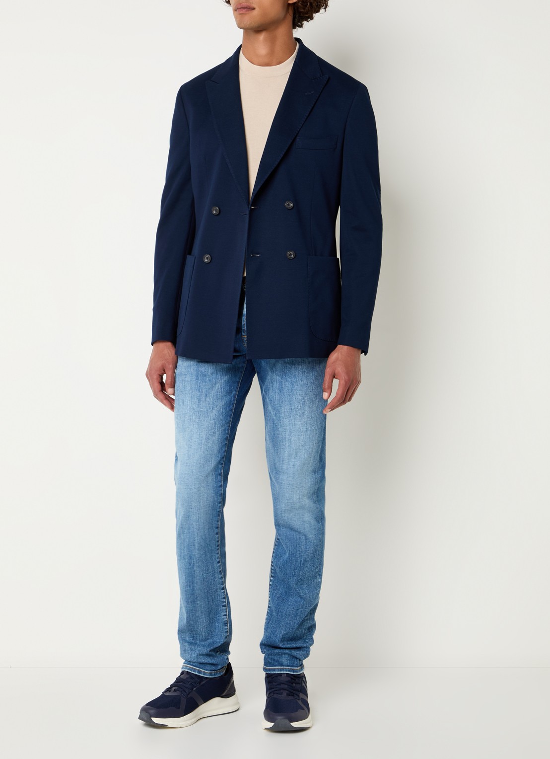 Boggi Milano Double-breasted colbert met opgestikte zakken - voorkant 2 donkerblauw