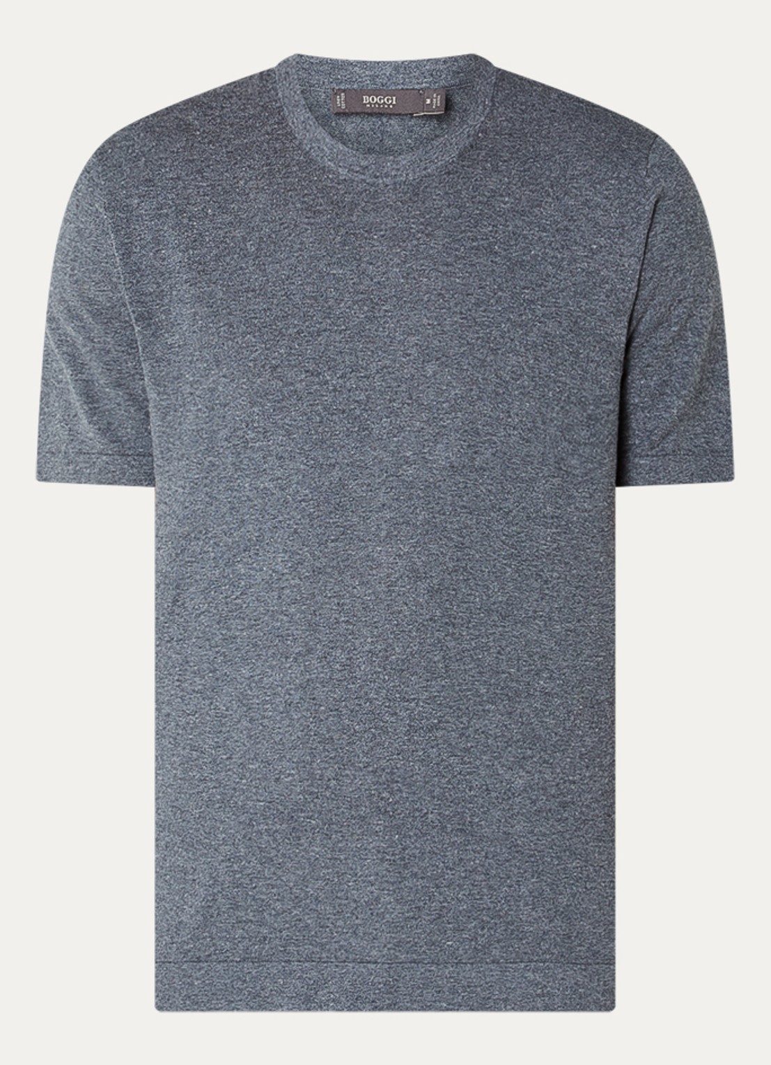 Boggi Milano Fijngebreid T-shirt in linnenblend met split - voorkant 2 grijsmele