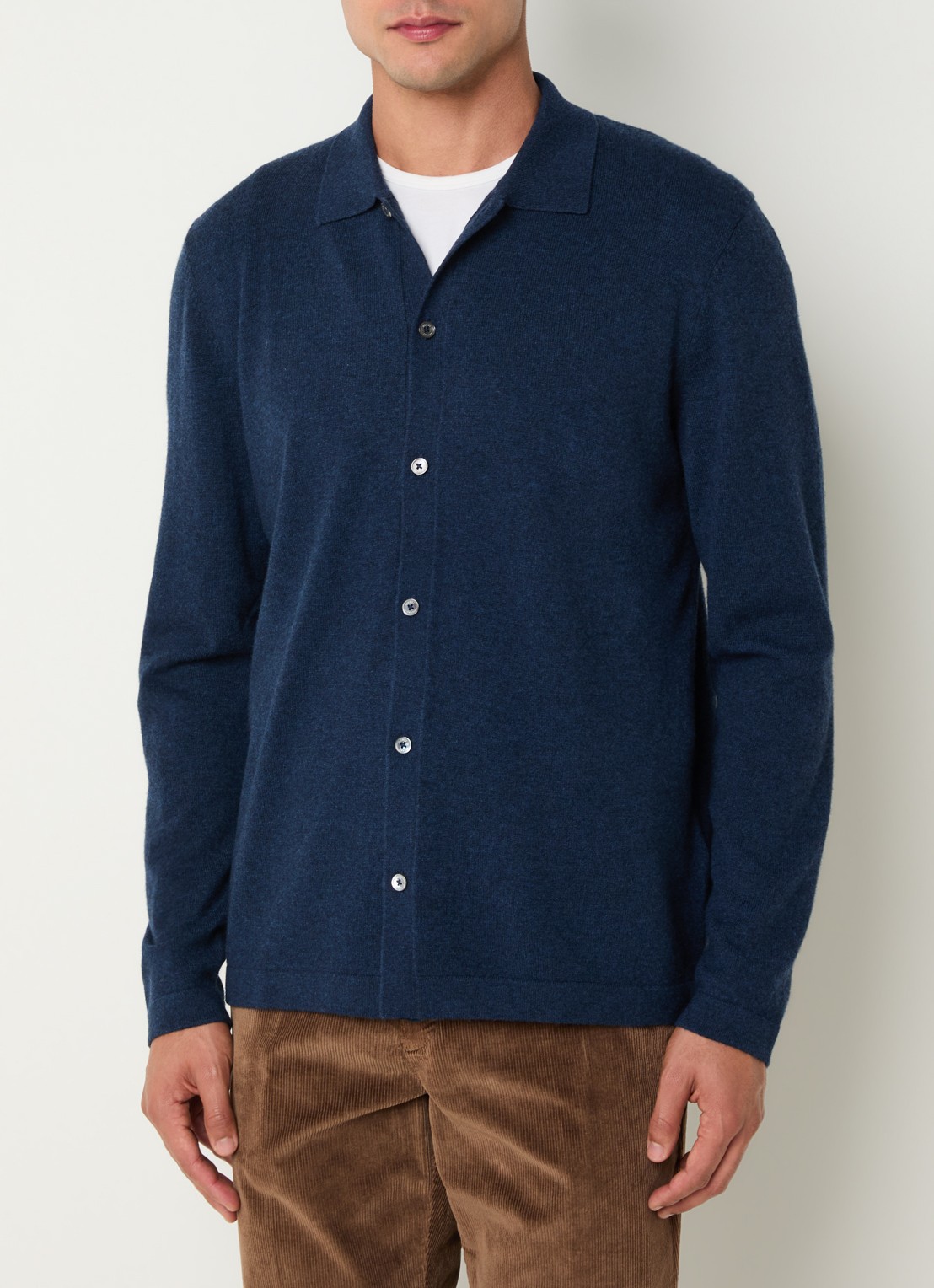 Boggi Milano Fijngebreid vest in kasjmierblend - detail 3 royalblauw