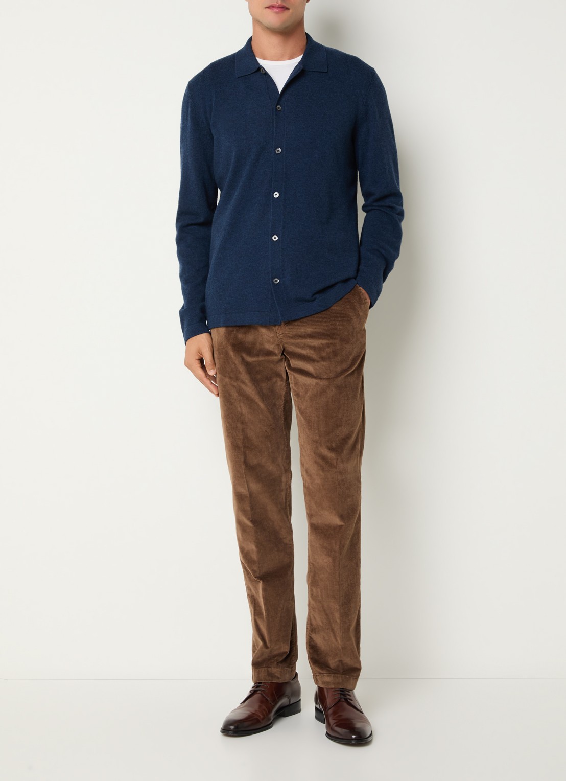 Boggi Milano Fijngebreid vest in kasjmierblend - voorkant 2 royalblauw