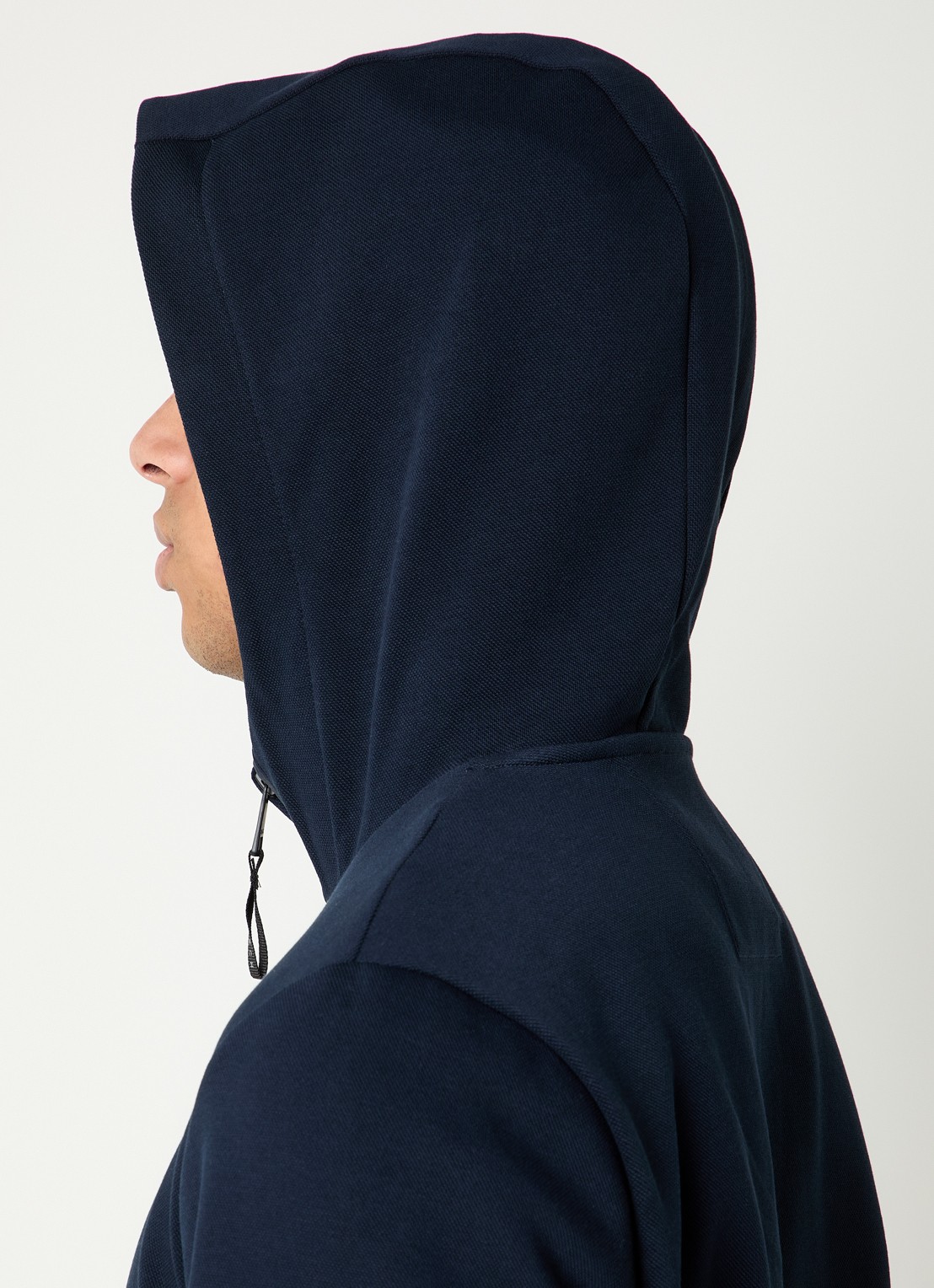 Boggi Milano Fijngebreid vest met capuchon - detail 3 donkerblauw