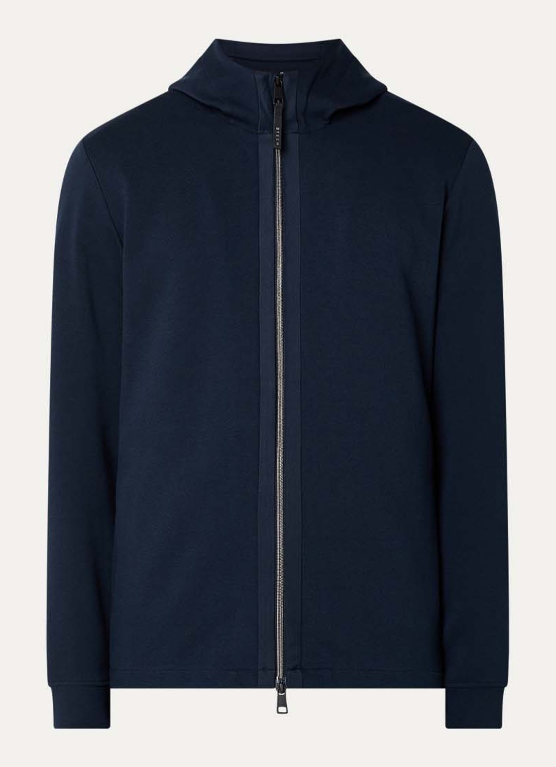 Boggi Milano Fijngebreid vest met capuchon - voorkant 4 donkerblauw
