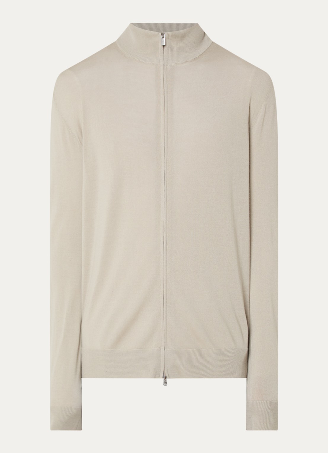 Boggi Milano Fijngebreid vest van wol met opstaande kraag - voorkant 3 beige