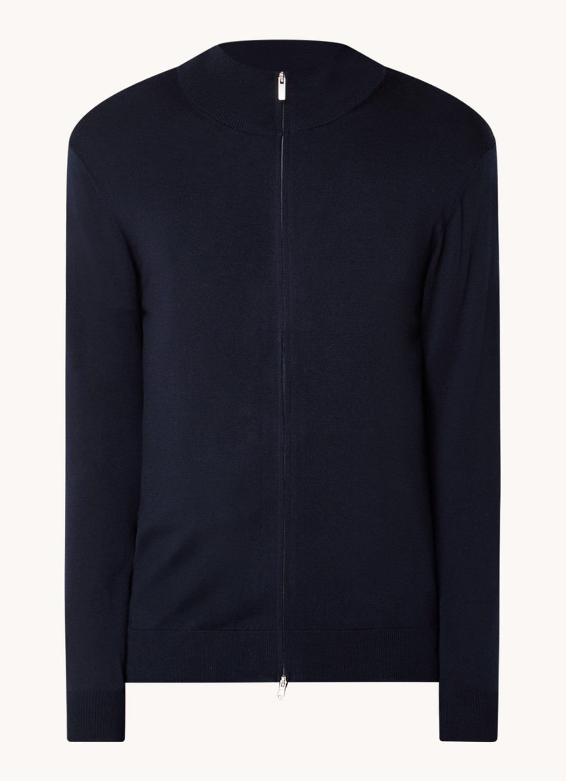 Boggi Milano Fijngebreid vest van wol - voorkant 2 donkerblauw