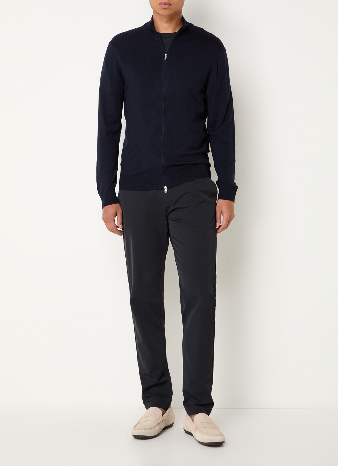 Boggi Milano Fijngebreid vest van wol - voorkant 3 donkerblauw