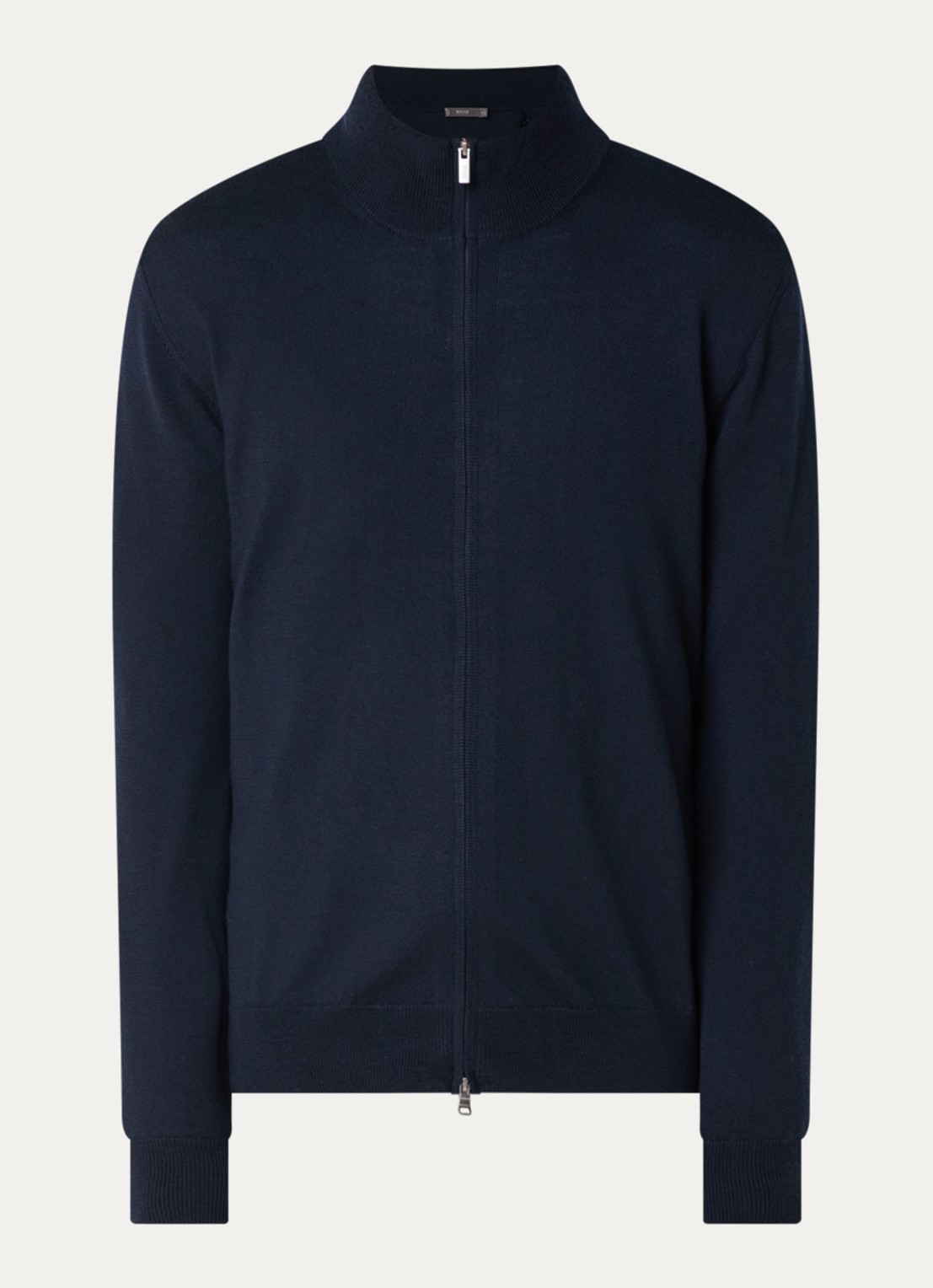 Boggi Milano Fijngebreid vest van wol - voorkant 3 donkerblauw
