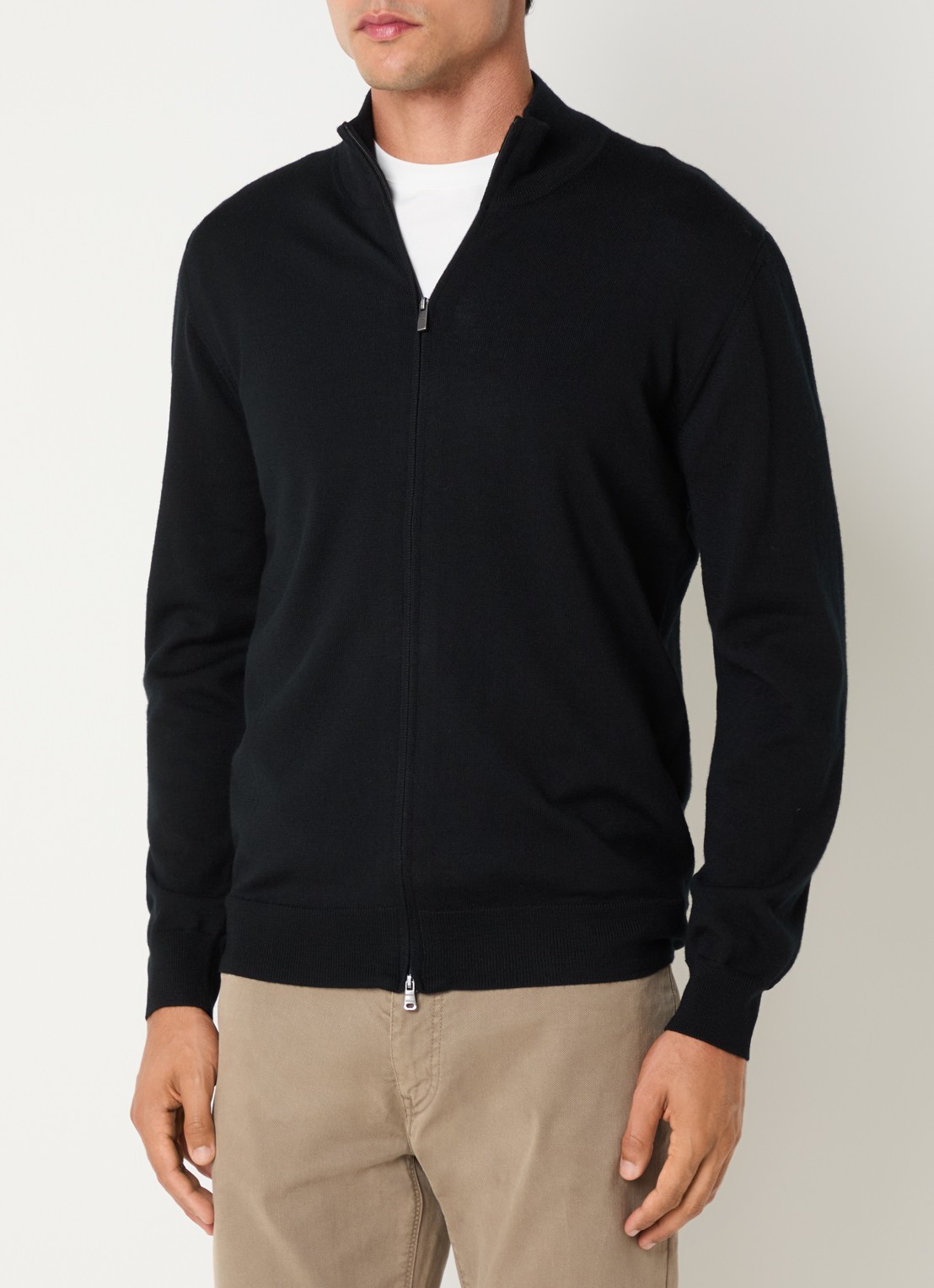 Boggi Milano Fijngebreid vest van wol - detail zwart