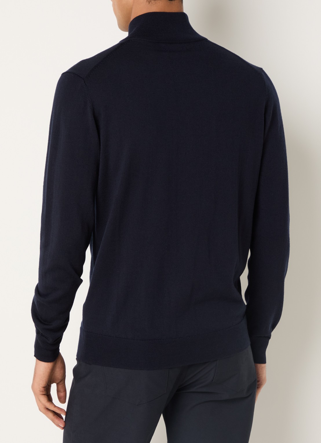 Boggi Milano Fijngebreide pullover met halve rits - achterkant 4 donkerblauw