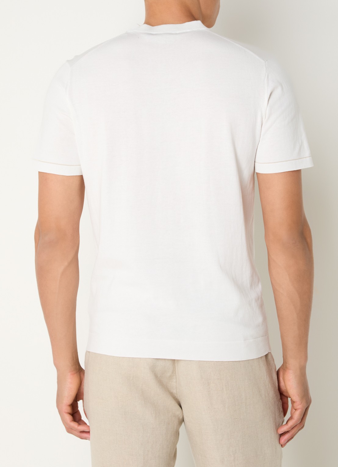 Boggi Milano Fijngebreide pullover met ronde hals - achterkant 4 gebroken wit