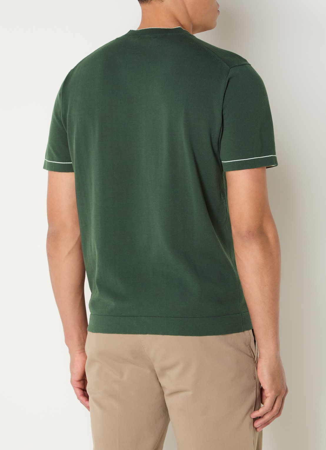 Boggi Milano Fijngebreide pullover met ronde hals - achterkant 3 legergroen