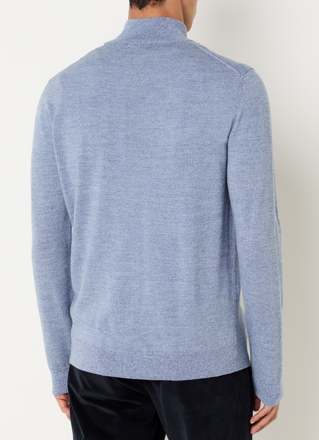Boggi Milano Fijngebreide pullover van wol met halve rits - achterkant 2 blauw