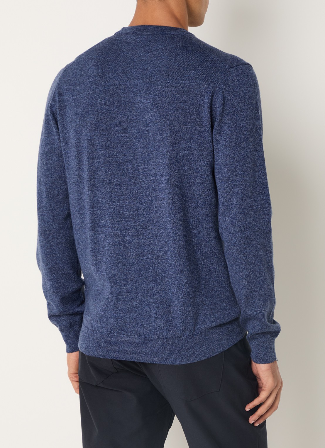 Boggi Milano Fijngebreide pullover van wol met ronde hals - achterkant 3 kobaltblauw