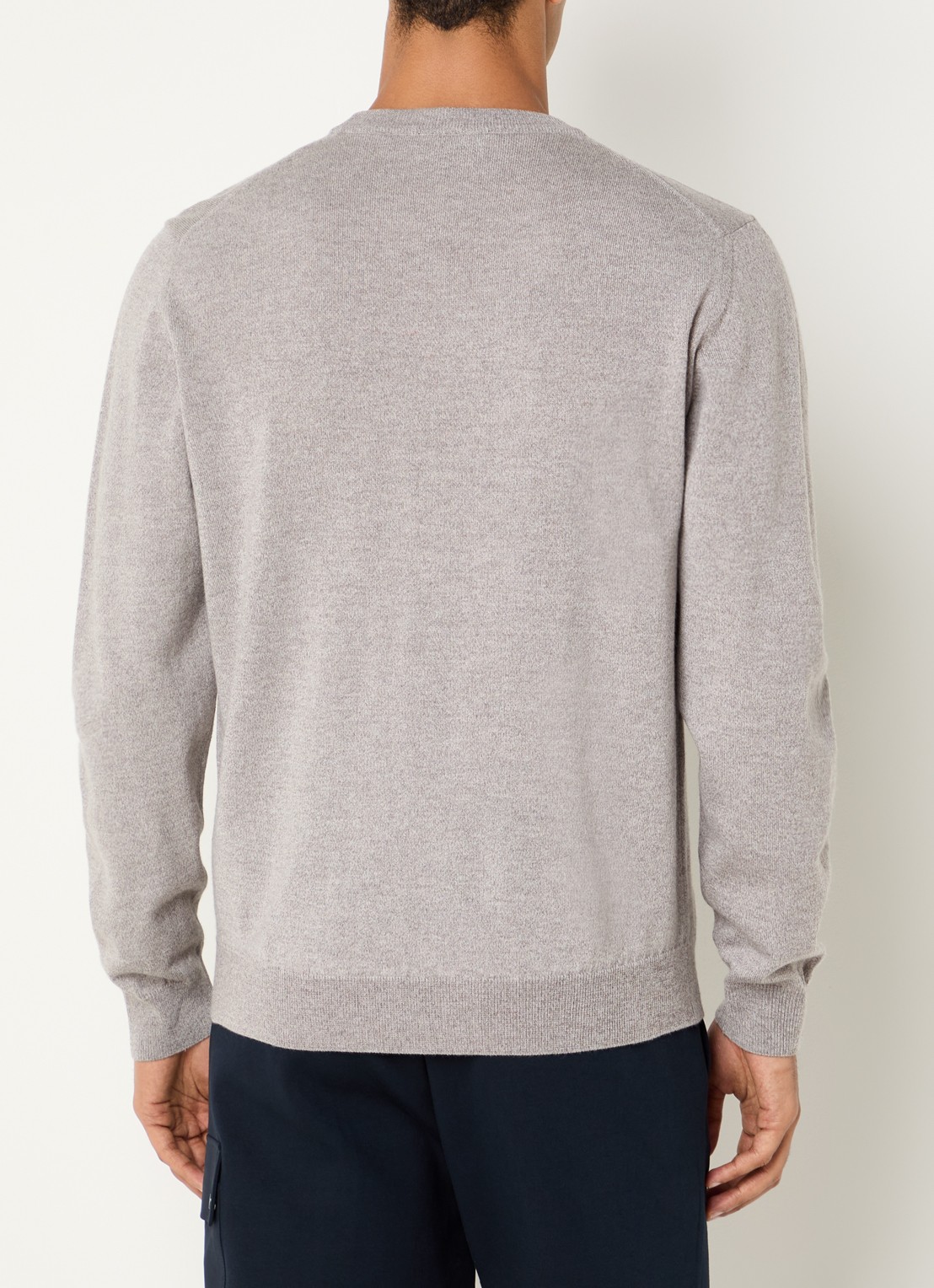 Boggi Milano Fijngebreide pullover van wol met ronde hals - achterkant 4 lichtgrijs