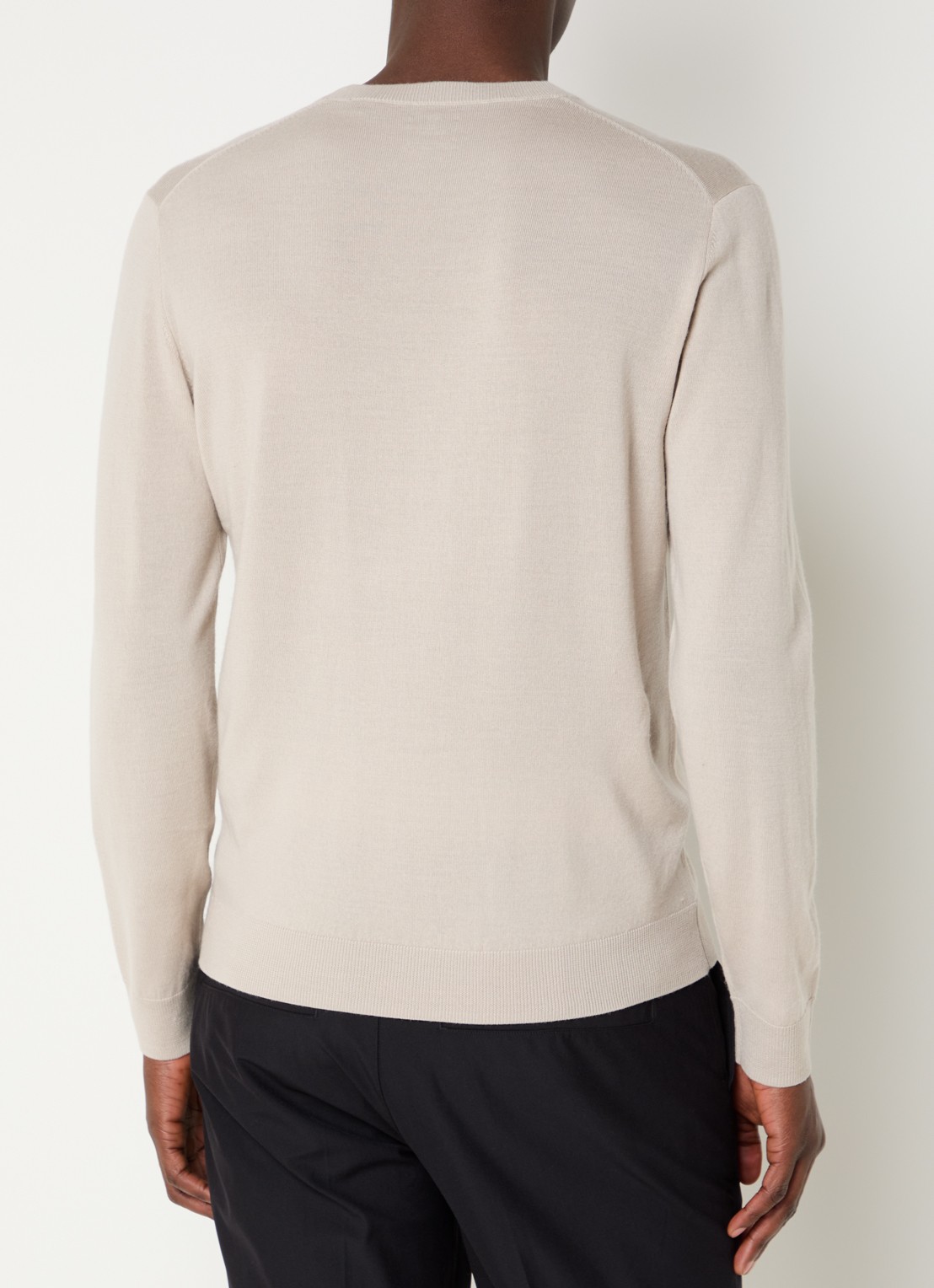 Boggi Milano Fijngebreide pullover van wol - achterkant beige