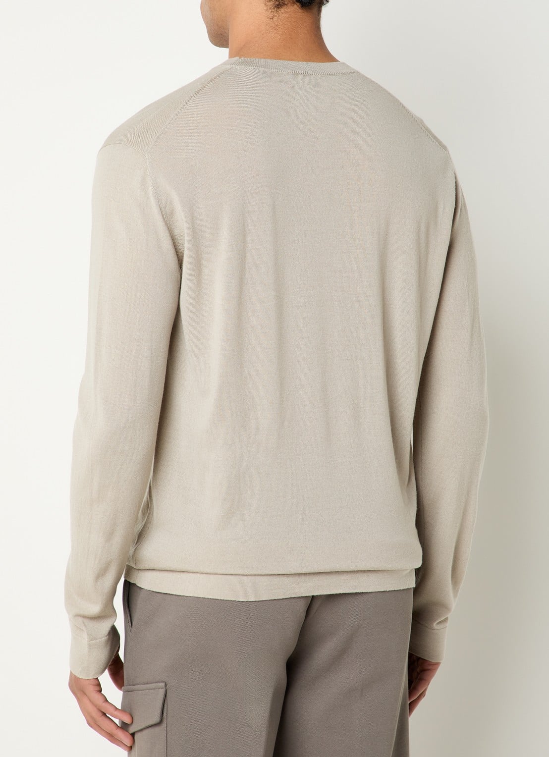 Boggi Milano Fijngebreide pullover van wol - achterkant beige