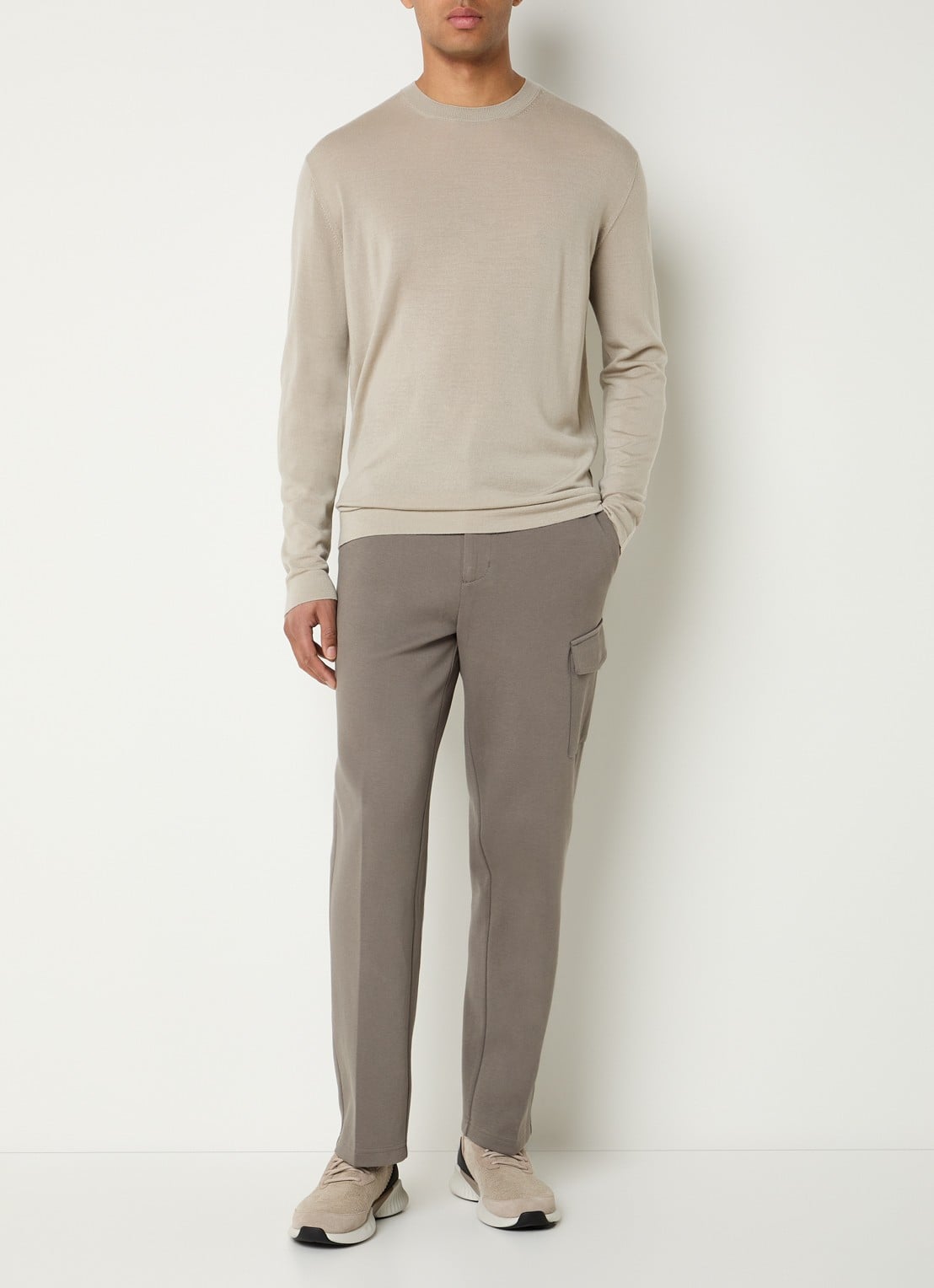 Boggi Milano Fijngebreide pullover van wol - voorkant 4 beige