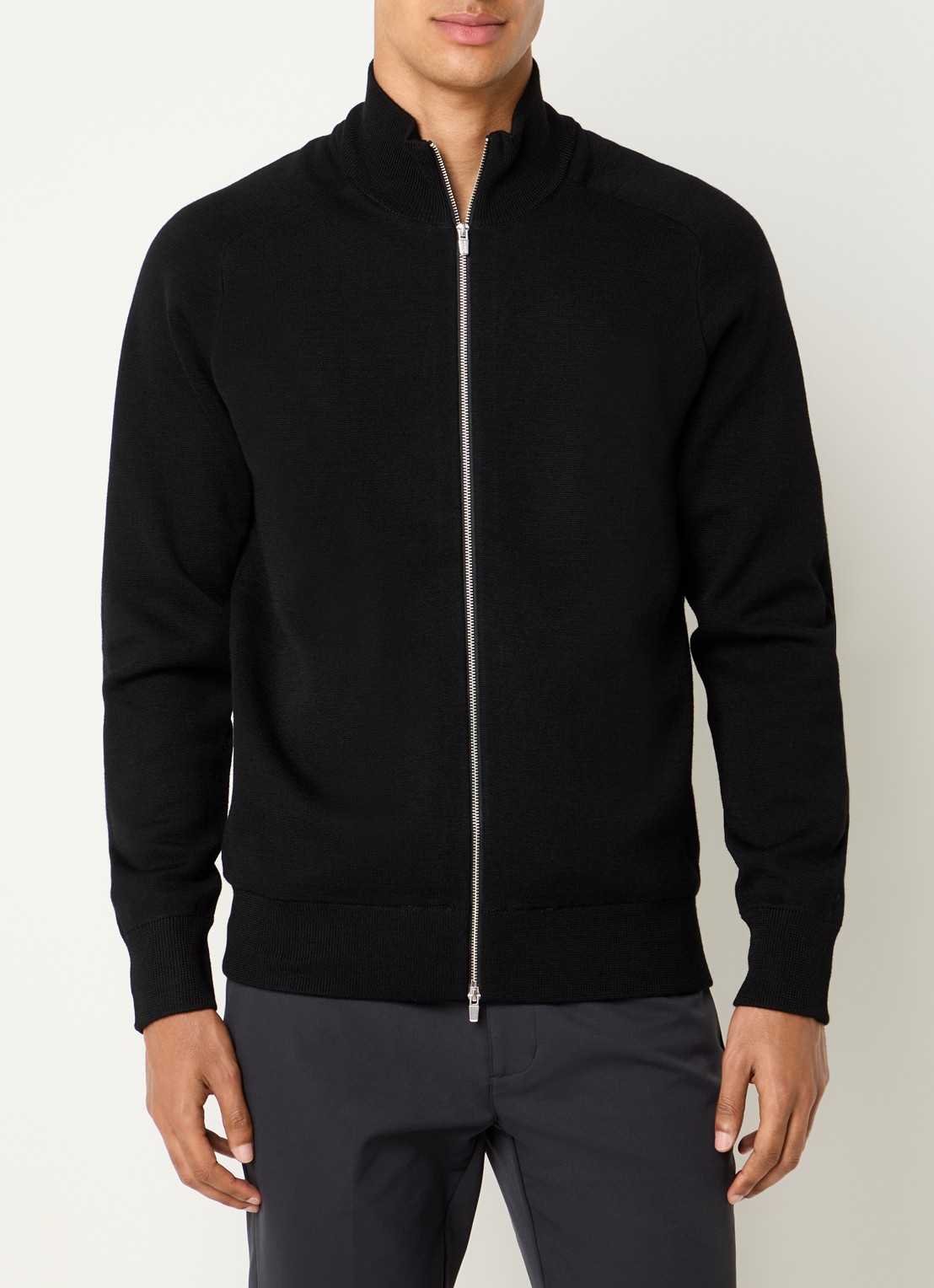 Boggi Milano Fijngebreide vest met ritszakken - detail 4 zwart