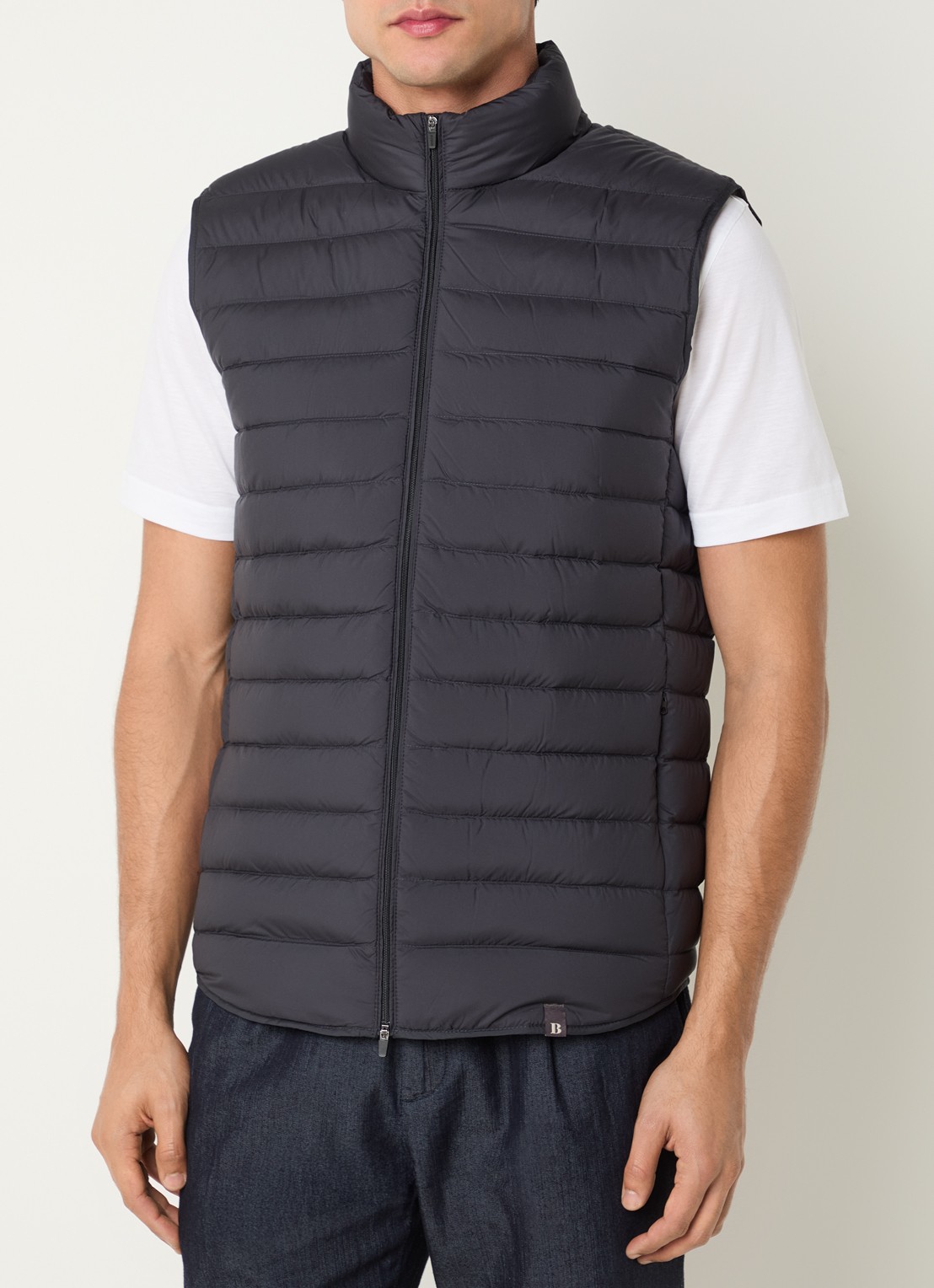 Boggi Milano Gewatteerde bodywarmer met donsvulling en ritszakken - detail 2 donkerblauw