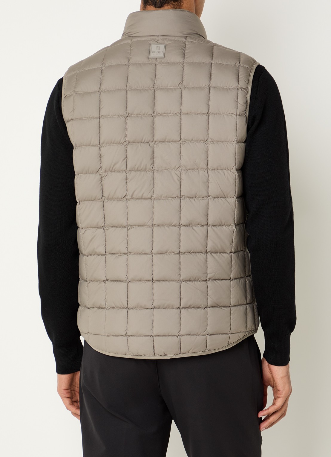 Boggi Milano Gewatteerde bodywarmer met donsvulling en waterafstotende coating - achterkant 2 taupe