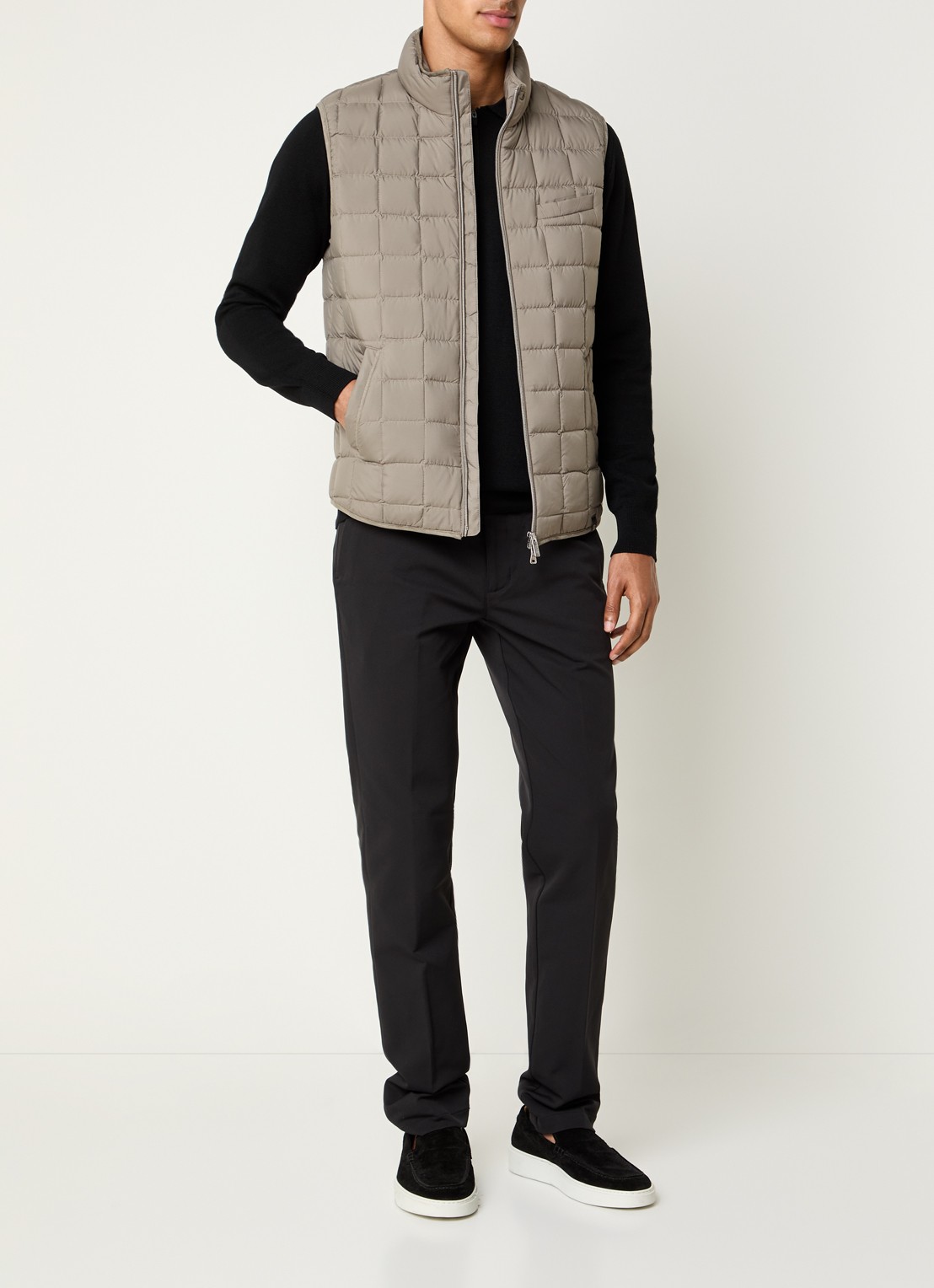 Boggi Milano Gewatteerde bodywarmer met donsvulling en waterafstotende coating - voorkant 4 taupe