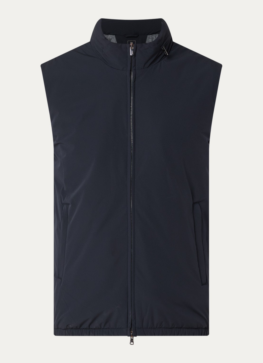 Boggi Milano Gewatteerde bodywarmer van wol met ritszakken - voorkant 2 donkerblauw