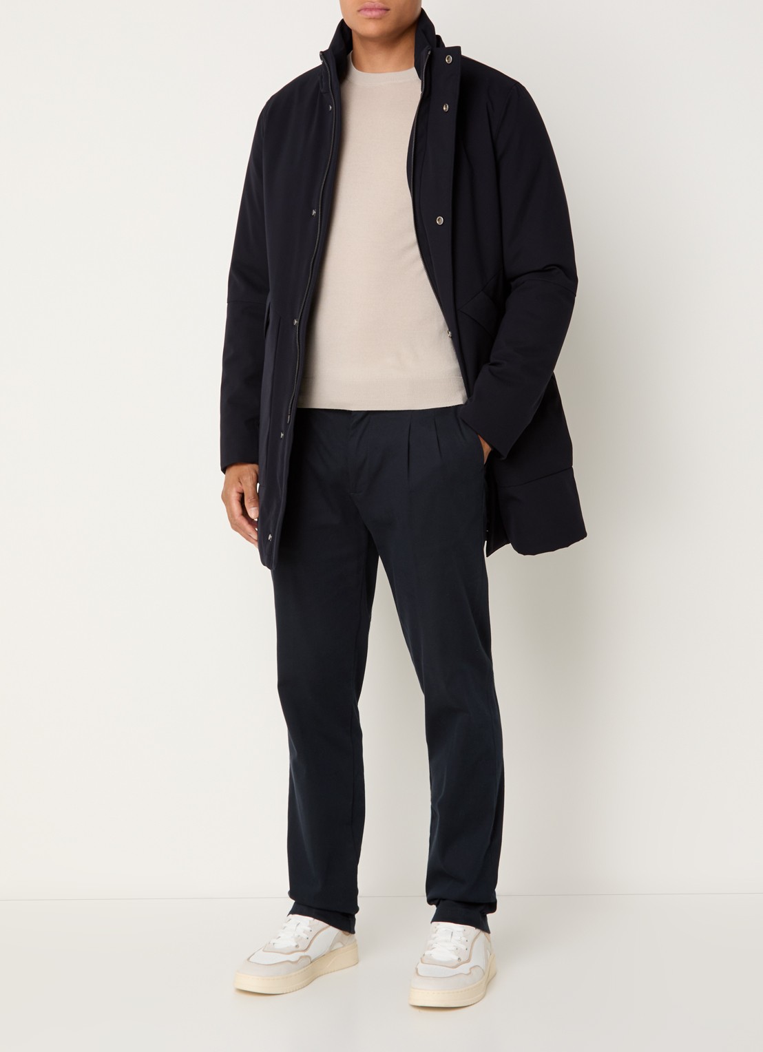 Boggi Milano Gewatteerde parka met afneembare capuchon - voorkant 4 donkerblauw