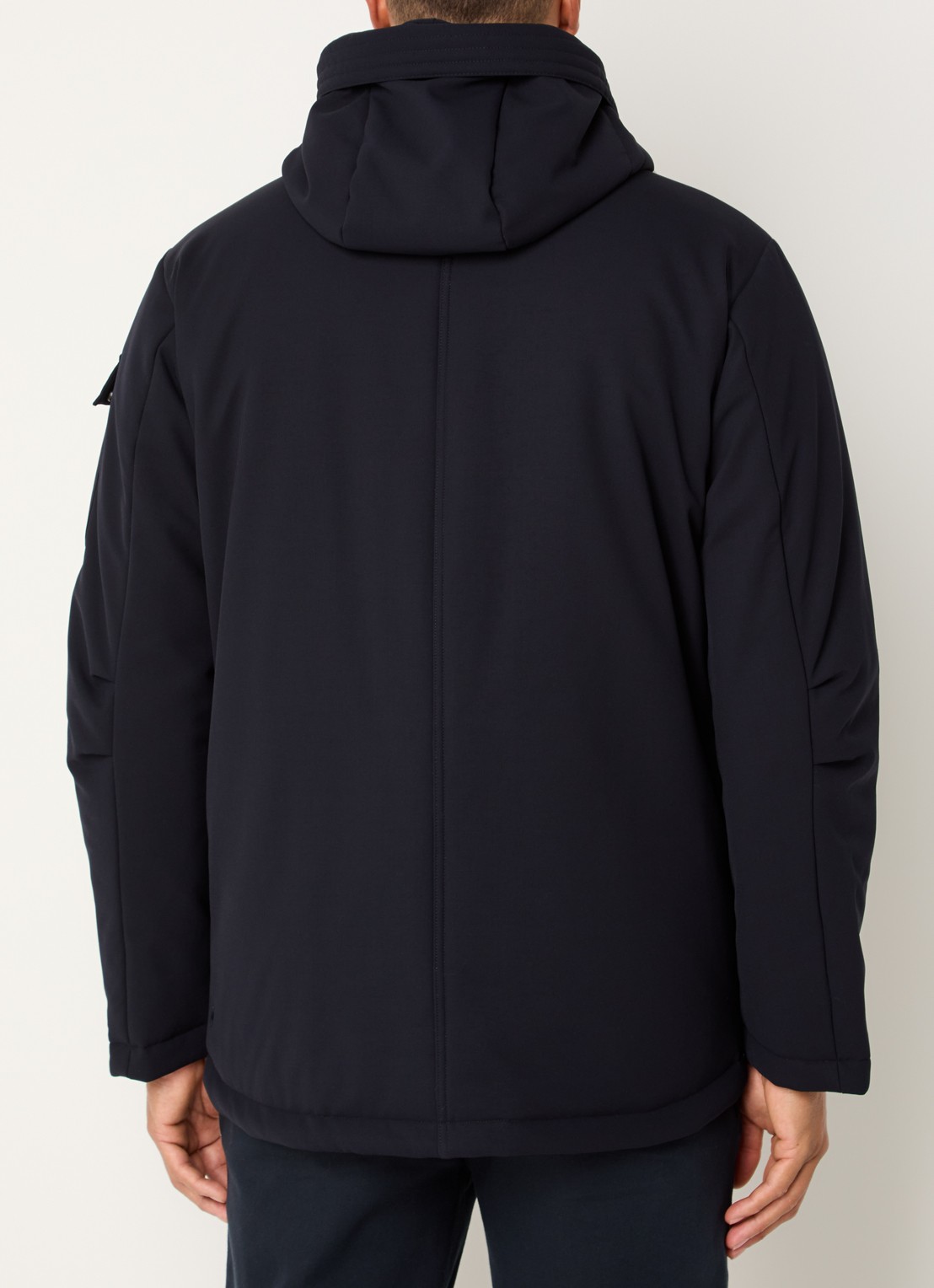 Boggi Milano Gewatteerde parka met capuchon - achterkant donkerblauw