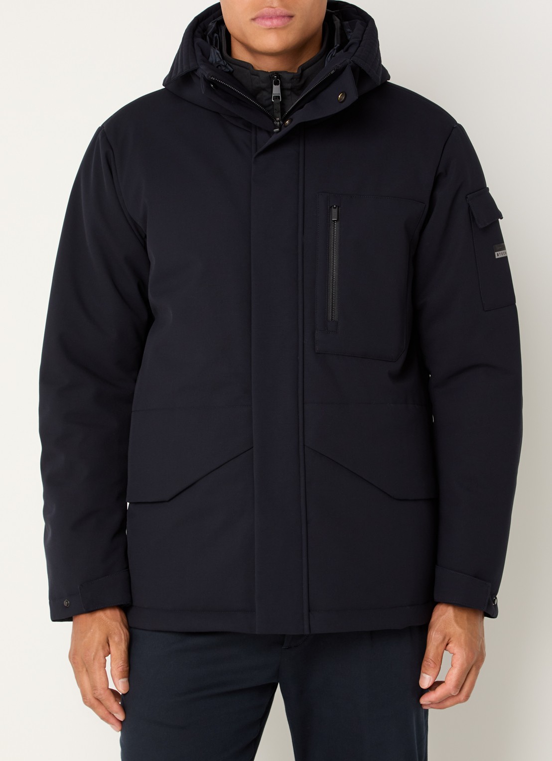 Boggi Milano Gewatteerde parka met capuchon - detail 2 donkerblauw