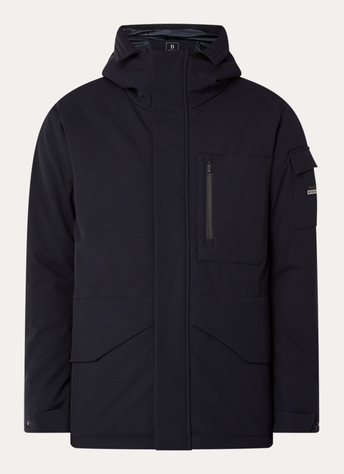 Boggi Milano Gewatteerde parka met capuchon - voorkant 3 donkerblauw