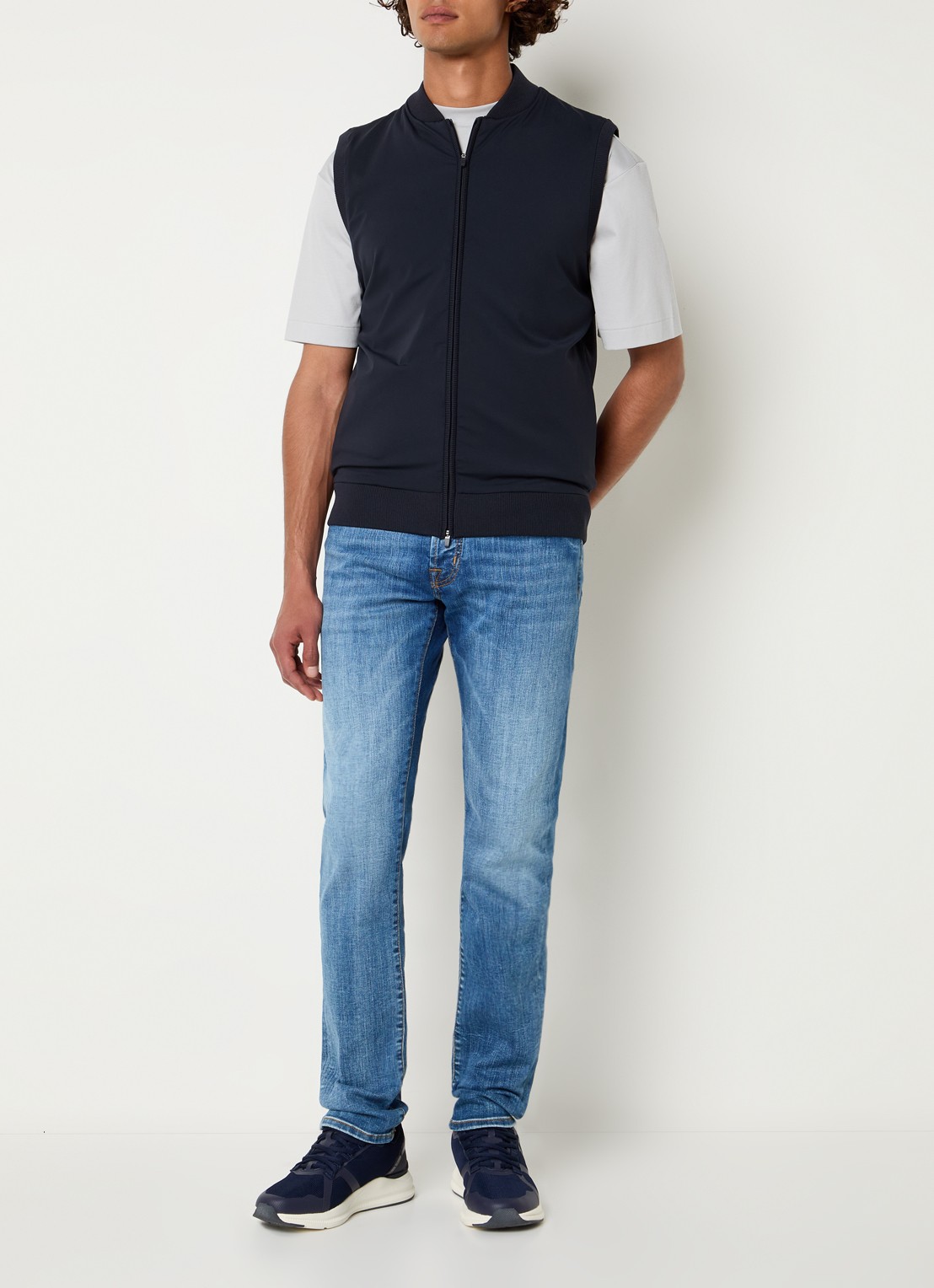 Boggi Milano Gilet met ritszakken - voorkant 2 donkerblauw