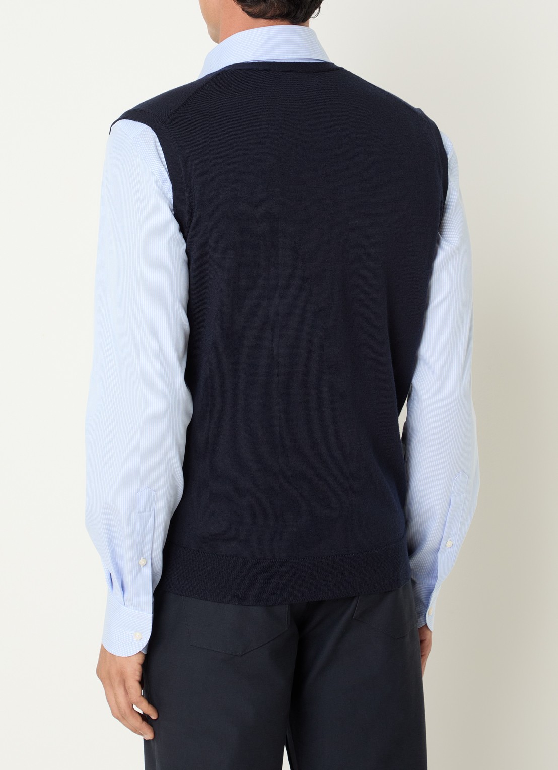 Boggi Milano Gilet van wol met V-hals - achterkant 4 donkerblauw