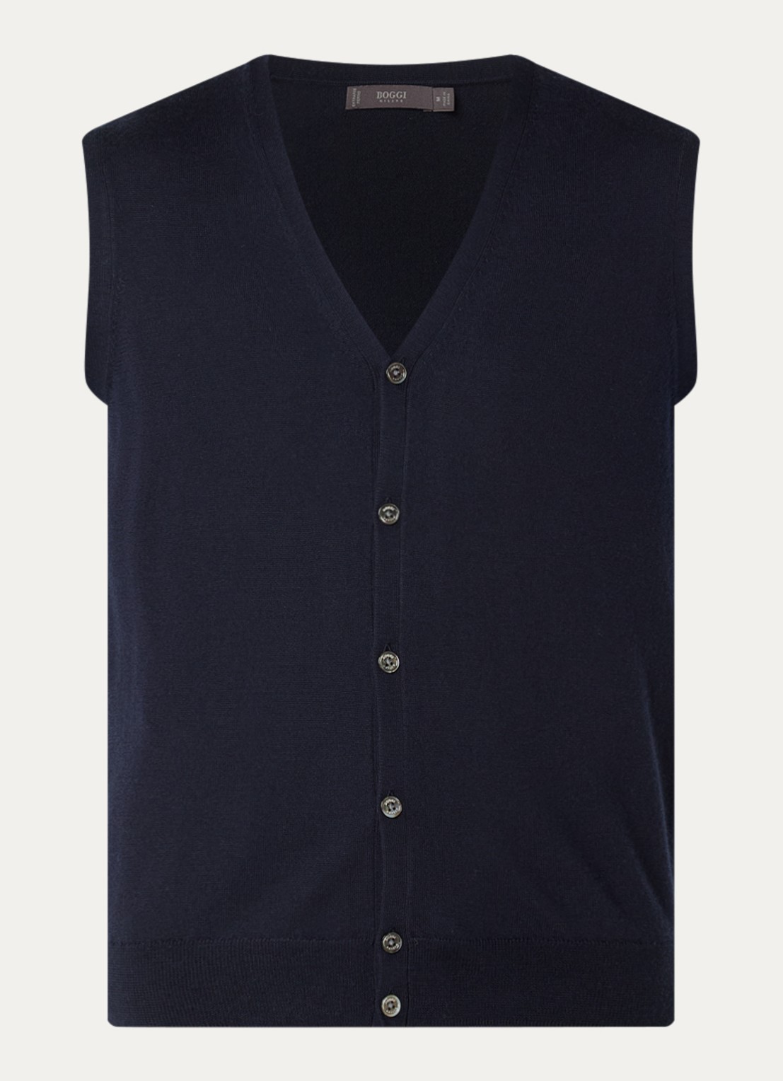 Boggi Milano Gilet van wol met V-hals - voorkant donkerblauw