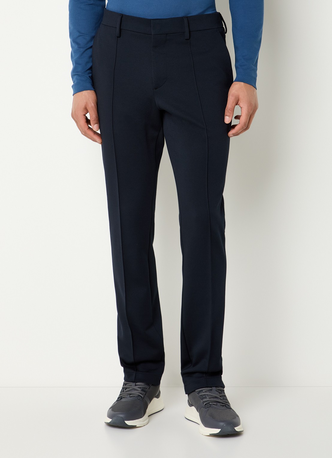 Boggi Milano High waist slim fit pantalon met steekzakken - detail donkerblauw