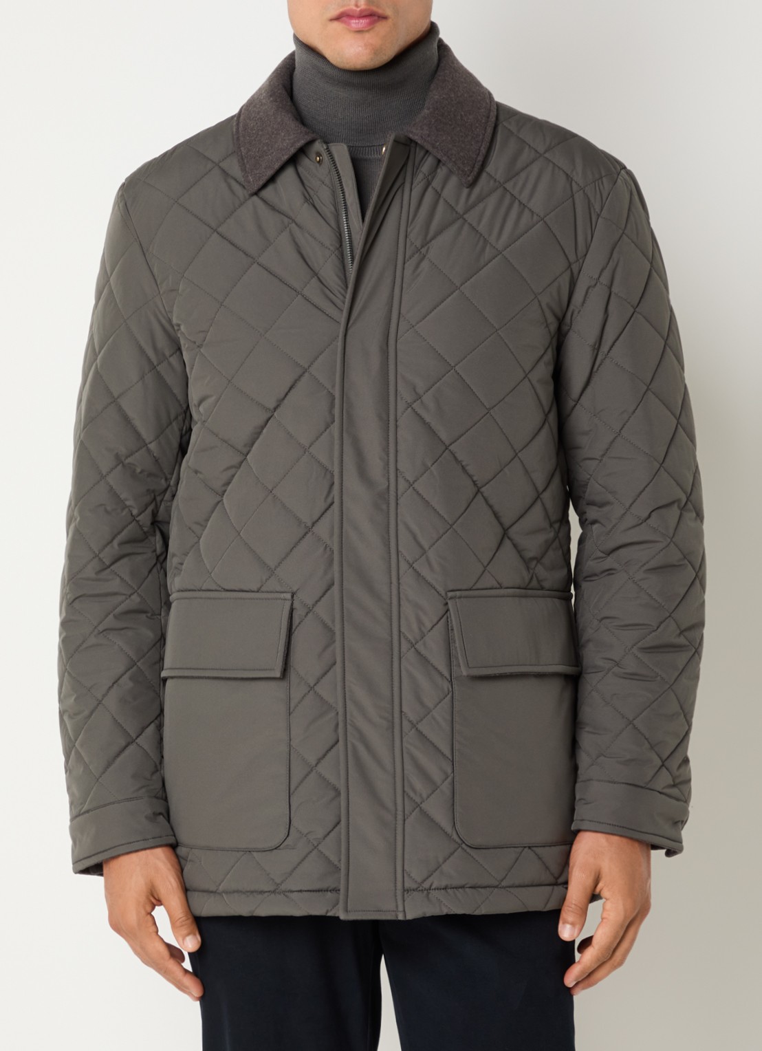 Boggi Milano Jack in wolblend met quilt patroon - detail 4 grijs