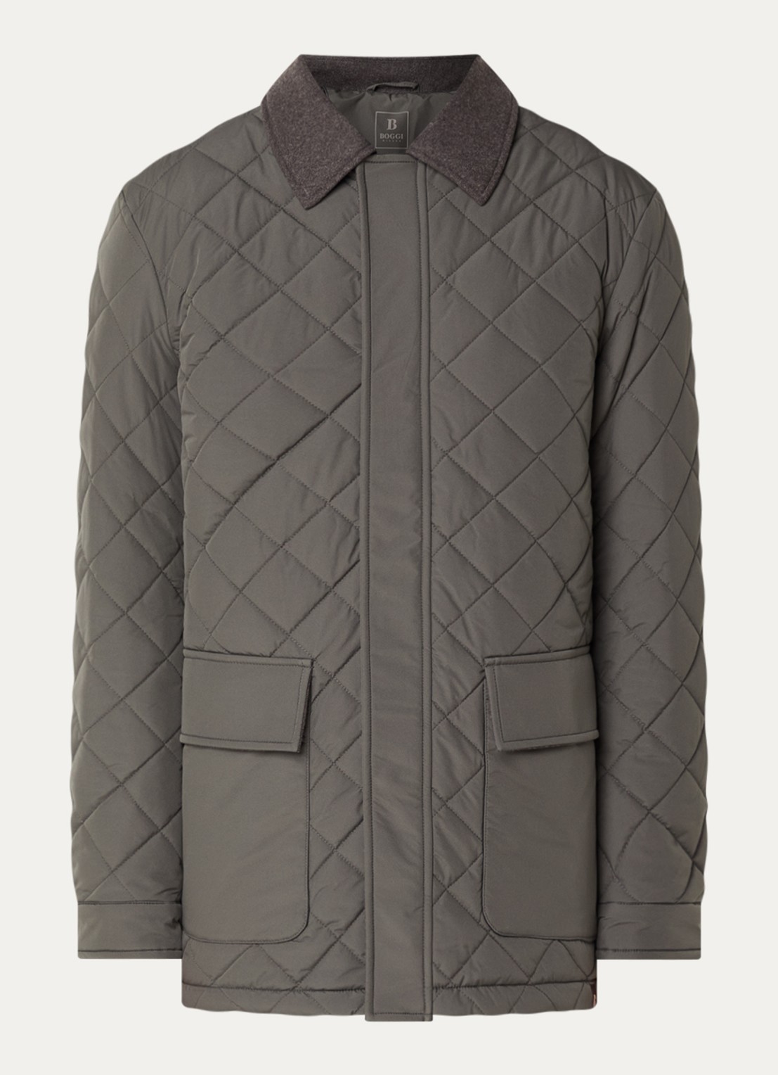 Boggi Milano Jack in wolblend met quilt patroon - voorkant grijs