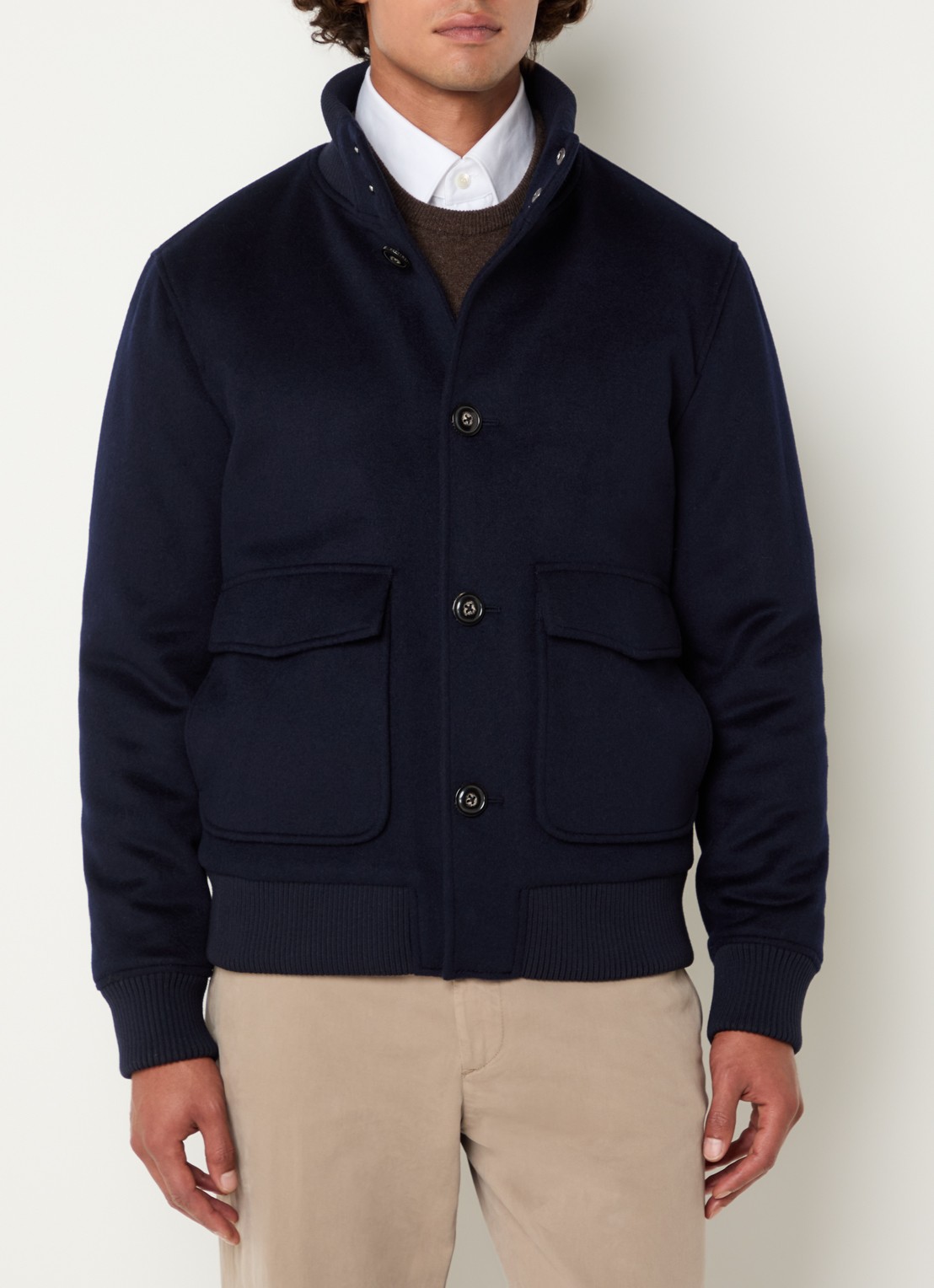 Boggi Milano Jack in wolblend met steekzakken - detail donkerblauw
