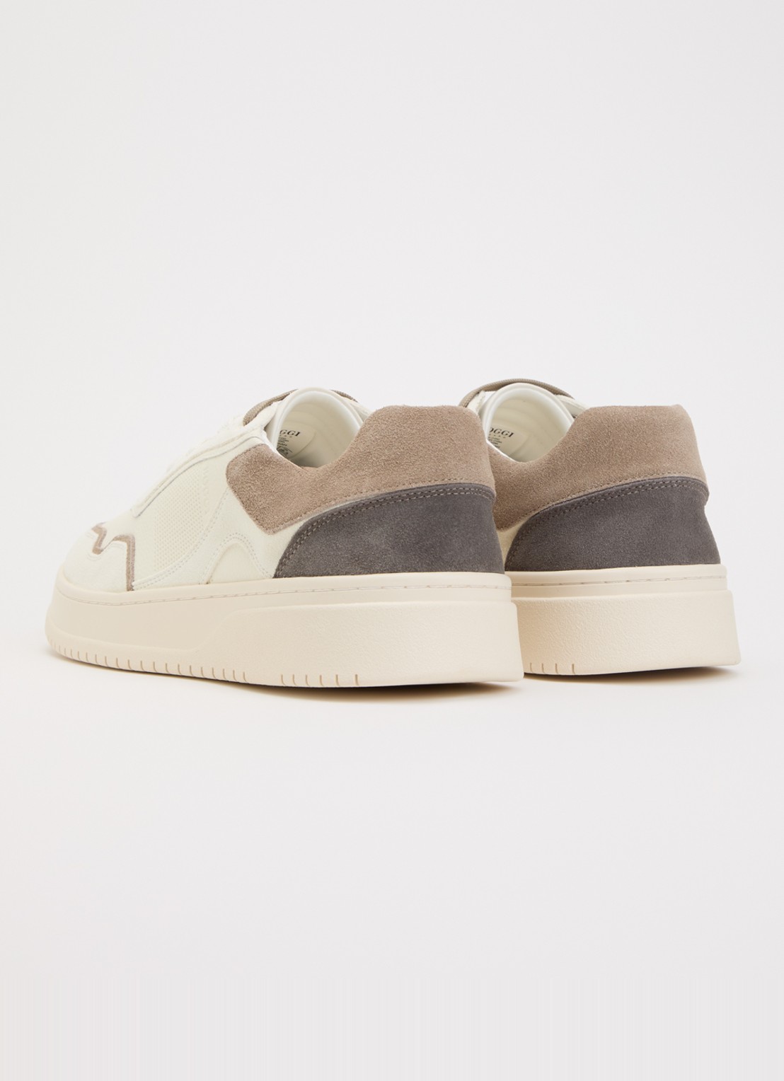 Boggi Milano Journey sneaker van leer met suède details - achterkant 2 creme