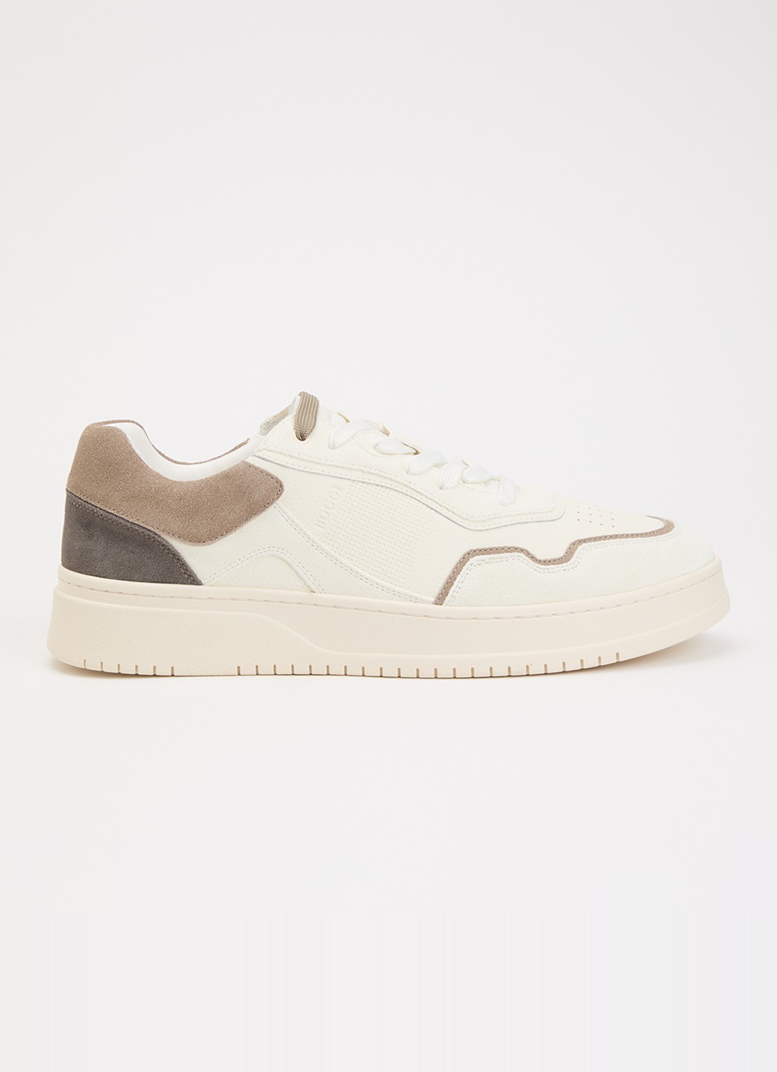 Boggi Milano Journey sneaker van leer met suède details - voorkant creme