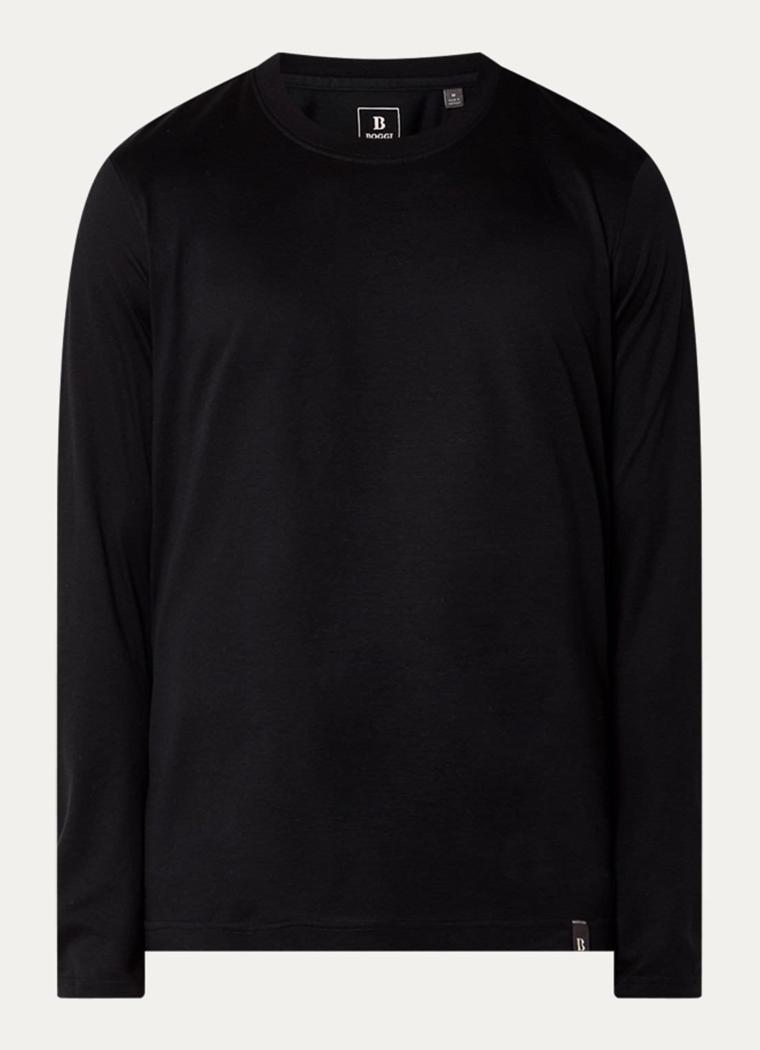 Boggi Milano Longsleeve met ronde hals - voorkant 2 zwart
