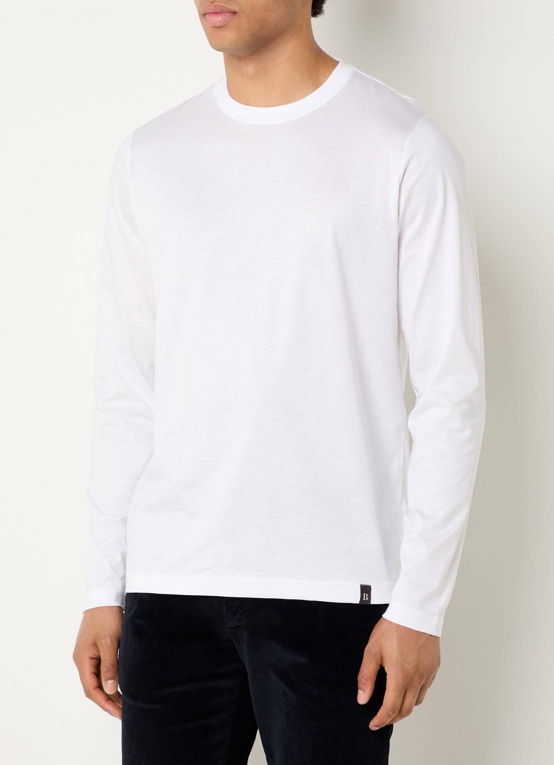 Boggi Milano Longsleeve met ronde hals - detail wit