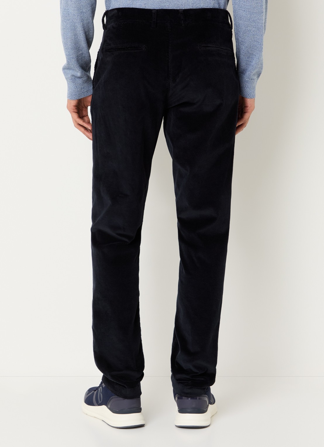 Boggi Milano Loose fit broek van corduroy met paspelzakken - achterkant 3 donkerblauw
