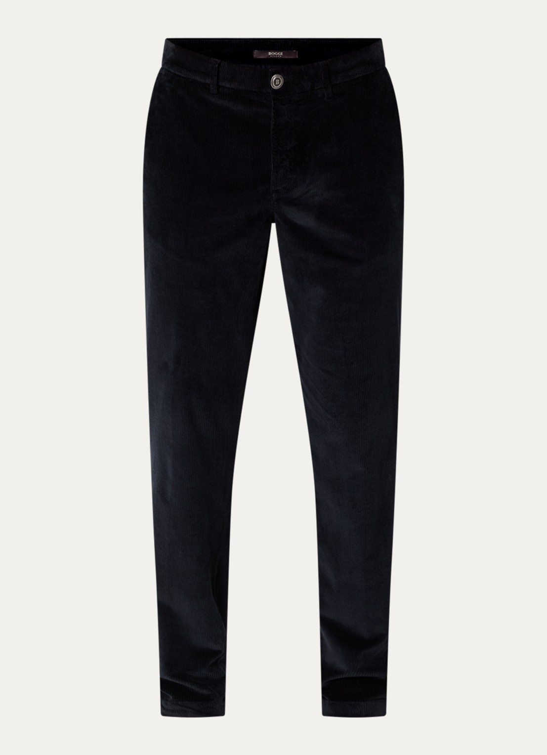 Boggi Milano Loose fit broek van corduroy met paspelzakken - voorkant donkerblauw