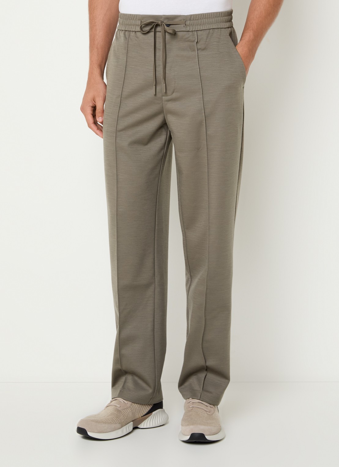 Boggi Milano Loose fit pantalon met steekzakken - detail 3 olijfgroen
