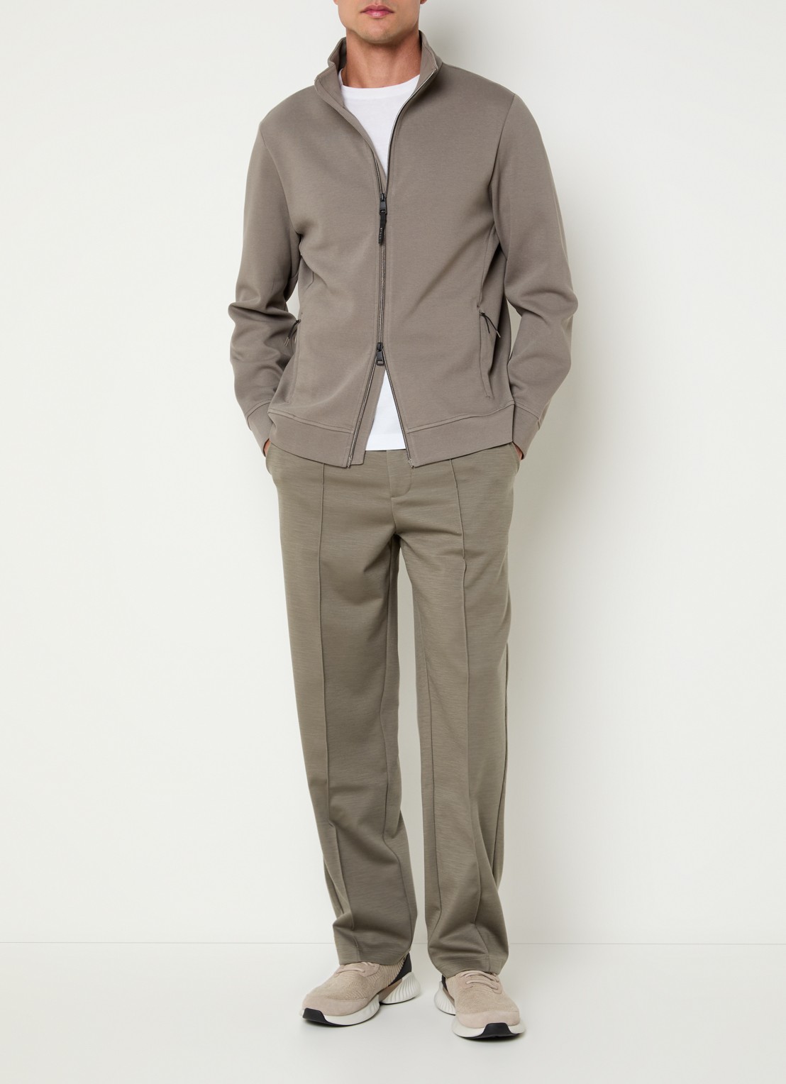Boggi Milano Loose fit pantalon met steekzakken - voorkant 2 olijfgroen